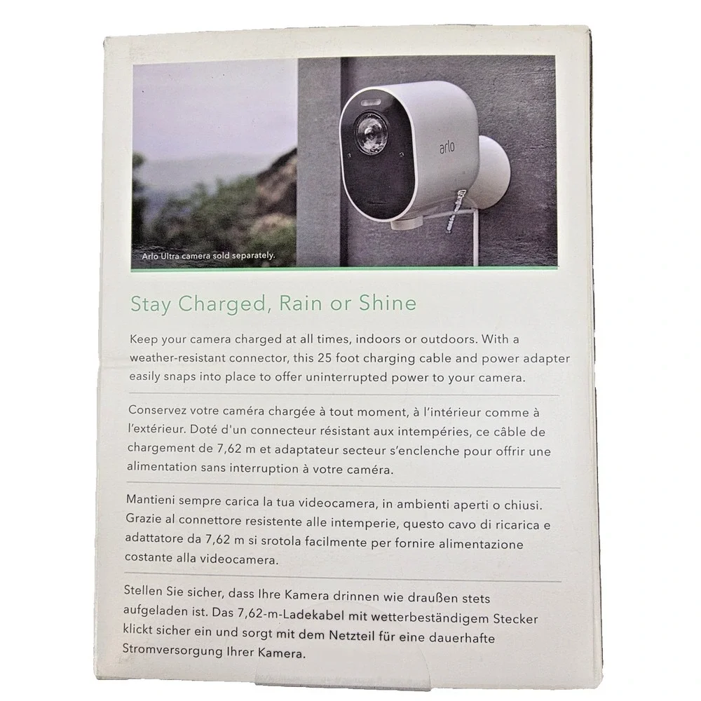 Arlo VMA5600C 25ft Outdoor Magnetic Charging Cable White BNIB Sealed